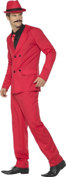 Gangster gentleman kostume deluxe i rødt