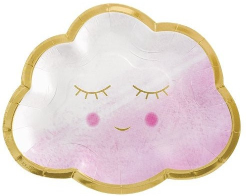 8 skyer baby brusebad papirplade lyserød 16cm