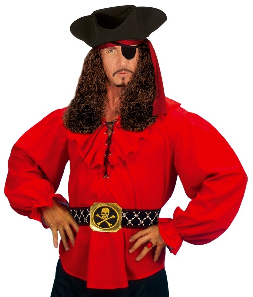 Koszula pirata czerwona przeraża morze