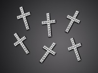 25 croix saupoudrées décor argent 27mm