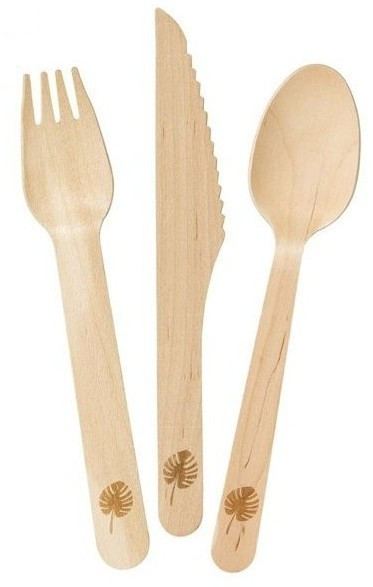 Wooden cutlery set Tropical 18 pieces
