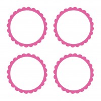 20 selbstklebende Etiketten mit Blütenrand rosa