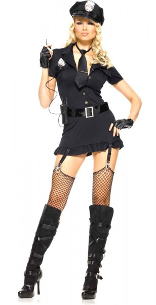 Disfraz de mujer policía sexy Fabienne con walkie talkie