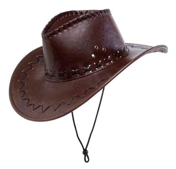 Chapeau de cowboy coutures marron
