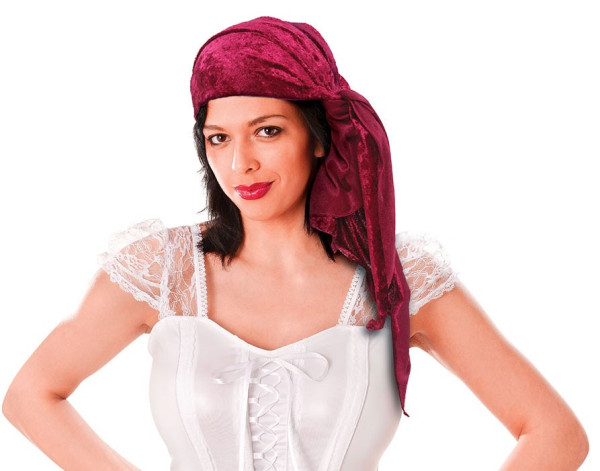 Pirate velvet headscarf red