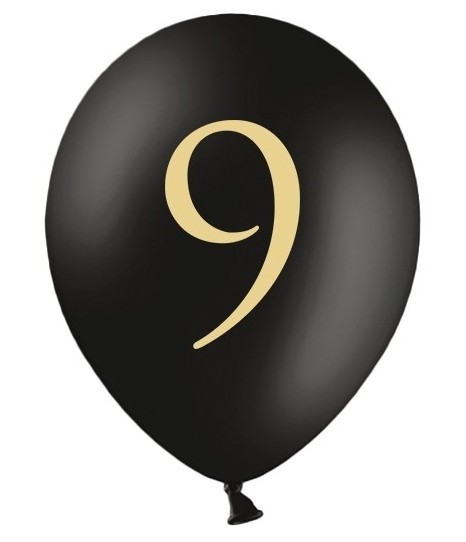 50 ballons noirs dorés numéro 9