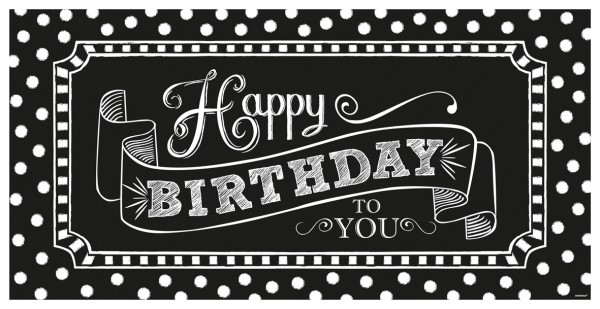 Happy Birthday To You Banner Festa in bianco e nero 165cm