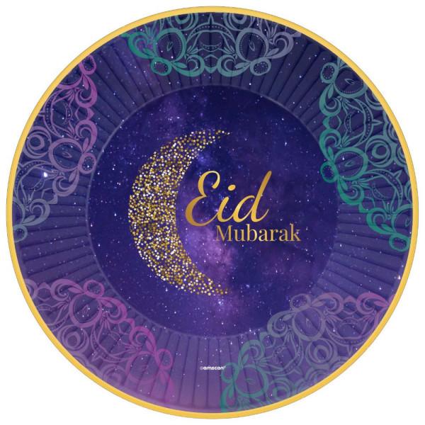 8 assiettes Nouvelle Lune Eid Mubarak 23cm