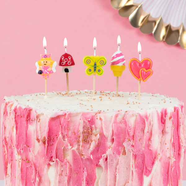 5 bougies de gâteau d'anniversaire de princesse