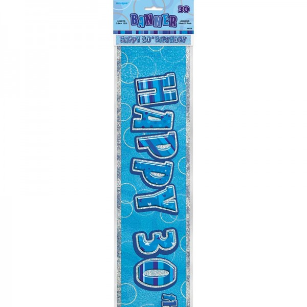 30 ° compleanno Blue Glitter Dream Party Banner
