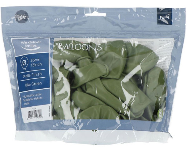 50 Szlachetnie Zielonych Balonów Oliwkowych 33cm
