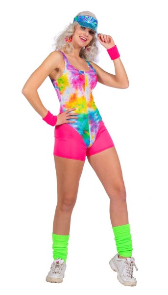 Neon aerobics babe-kostuum voor dames