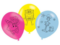 6 Spongebob latex ballonnen 27,5 cm
