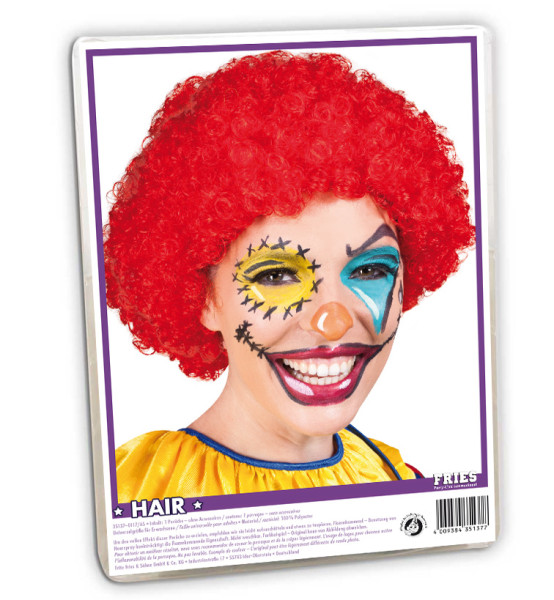 Perruque Afro Clown Rouge