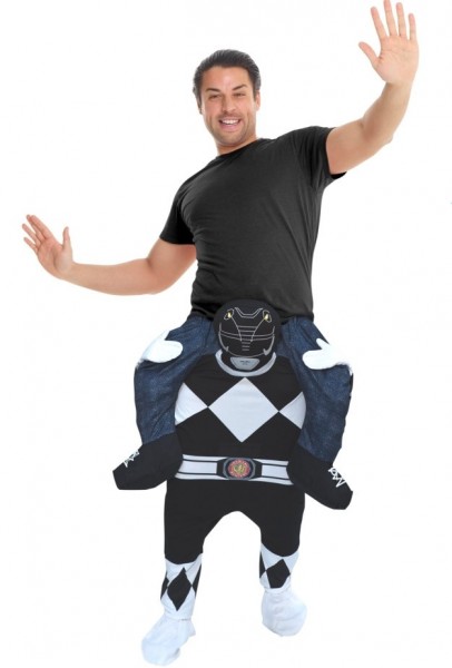 Svart Power Ranger piggyback kostym