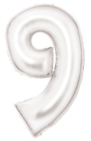 Ballon aluminium numéro 9 nacre blanc 91cm