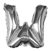 Förhandsgranskning: Silver W bokstavsfolieballong 40cm