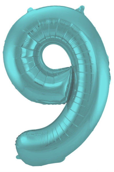 Aqua Zahl 9 Folienballon 86cm