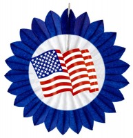Vista previa: Abanico de papel americano azul