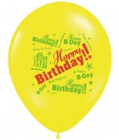Oversigt: 6 balloner Happy Birthday Mix 30cm
