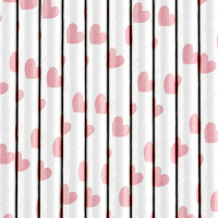 10 Rosy Love paper straws 19.5cm