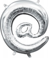 Mini ballon en aluminium symbole @ argent 35cm