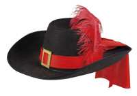 Sombrero mosquetero con pluma roja