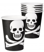 6 gobelets en papier pirate party crâne 250ml