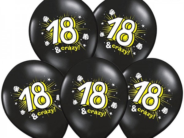 50 zwarte en gele ballonnen 18 & Crazy