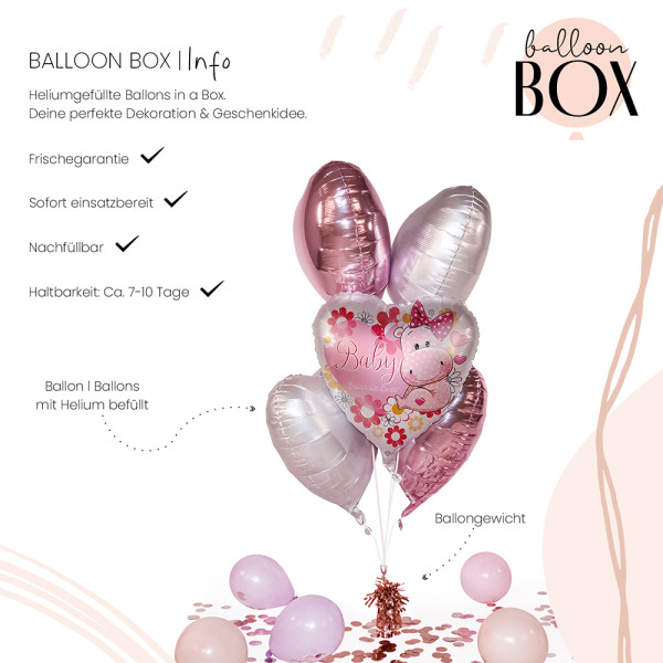 Heliumballon in der Box Baby Nilpferd Mädchen 3
