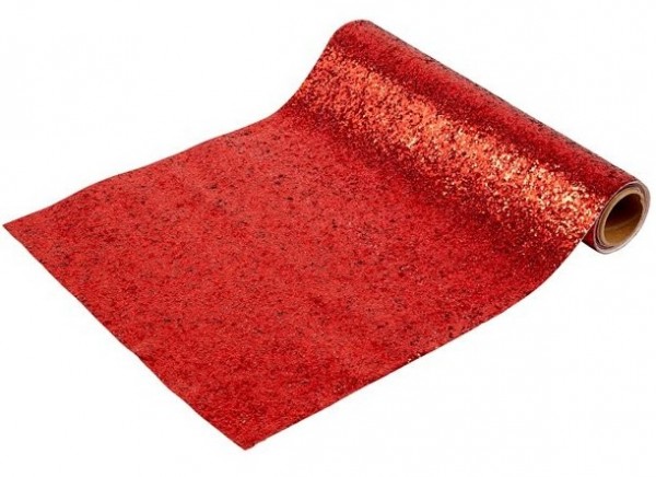 Shiny table runner red 1.8m