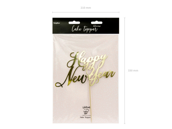 Happy New Year Cake Topper Gold 24cm