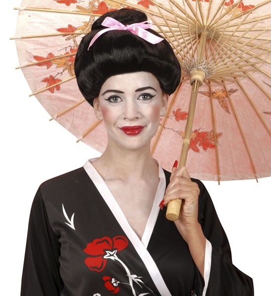 Peluca de geisha negra