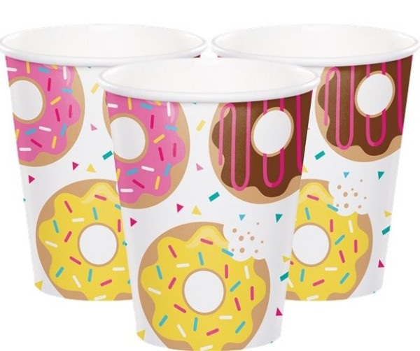 8 vasos de papel Donut Candy Shop 266ml