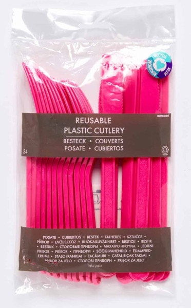 Live Pink reusable cutlery set 24 pieces