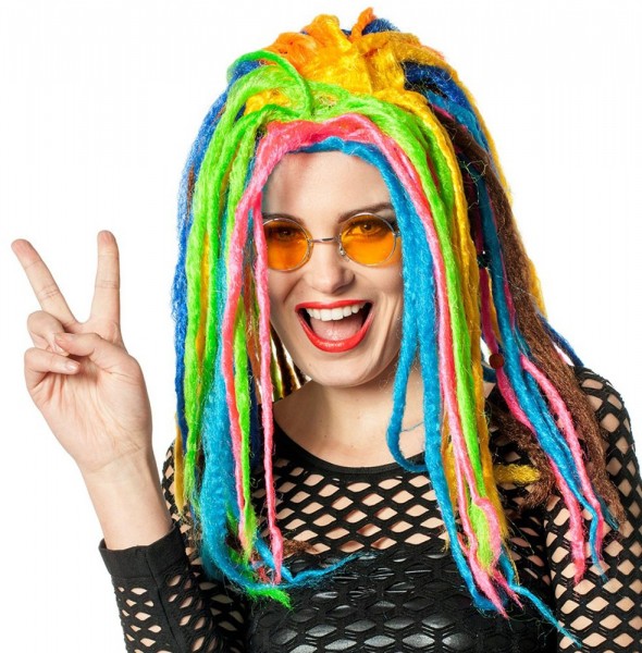 Rainbow neon dreadlock wig 2