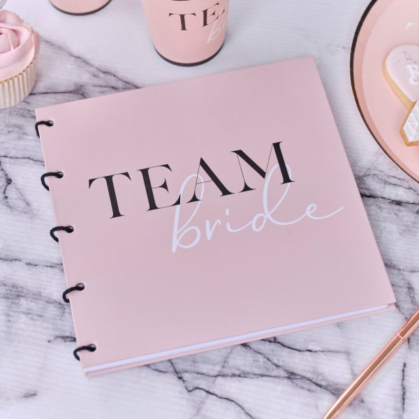 Pink & Black Team Bride Guest Book