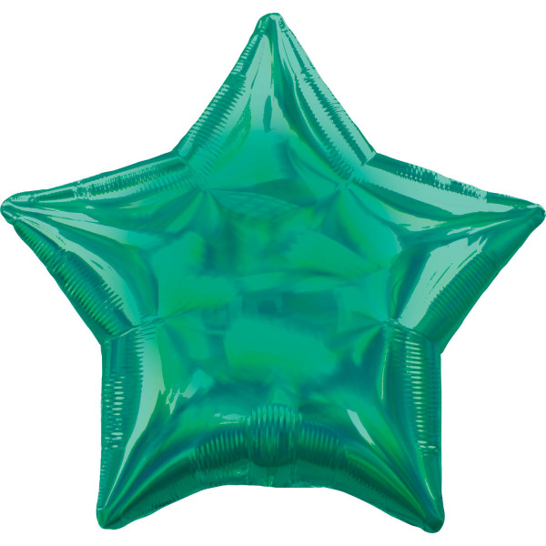 Holographic star balloon emerald green 45cm