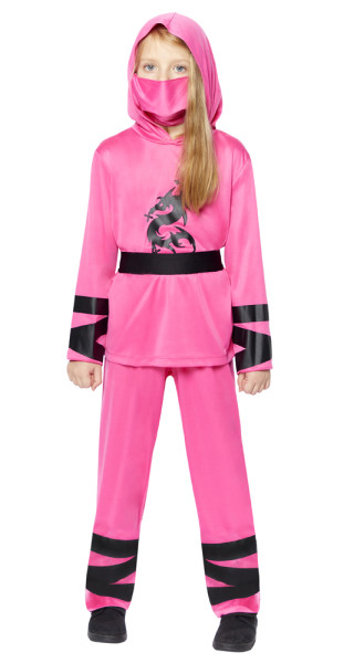 Ninjameisjeskostuum in de kleur roze