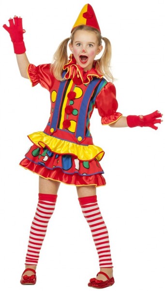 Disfraz de payaso risueño colorido para niña