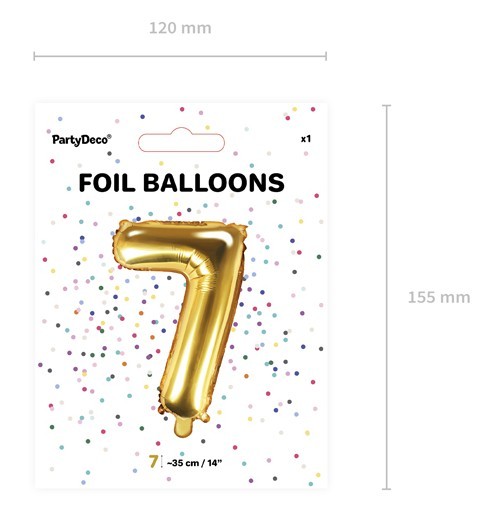 Nummer 7 folie ballon goud 35cm 3