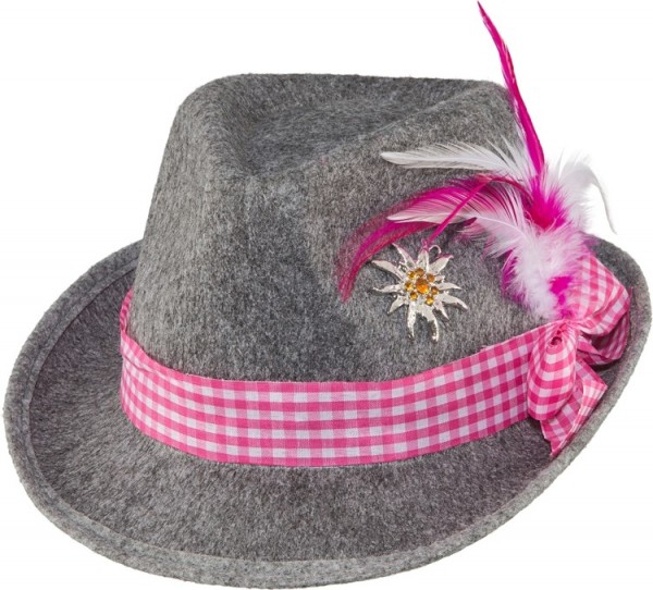 Sombrero tradicional bávaro Antonella en gris-rosa