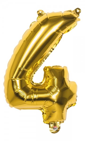 Folieballon nummer 4 goud metallic 36cm