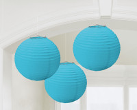 3 lanternes chinoises Summer Tale bleu azur 20cm