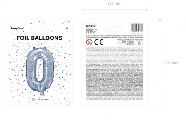 Holografisk O-folieballon 35cm 2