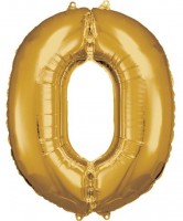 Goldener Zahl 0 Folienballon 86cm