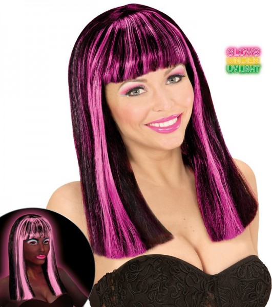 Luminous neon wig in pink