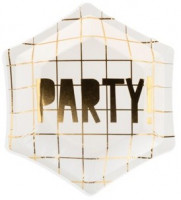 Vista previa: 6 Platos blancos y dorados Party 12,5cm