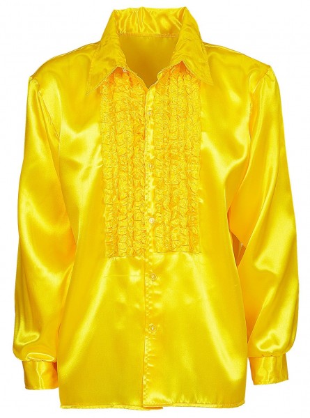 Camicia Ruffle gialla lucente nobile