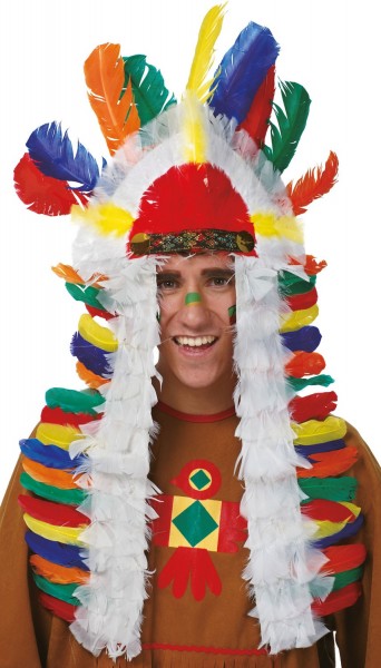 Colorful feather headdress chief